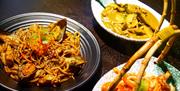 Image shows 3 dishes of Chinese food