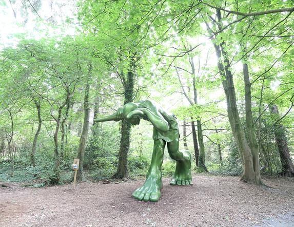 An image of the Big Foot Sculpture located within Hillsborough Forest