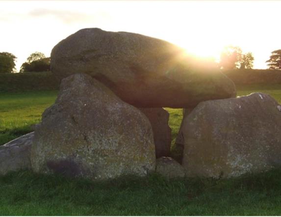 Giants Ring Henge Monument image at Lagan Valley Regional Park with sunrise in the background