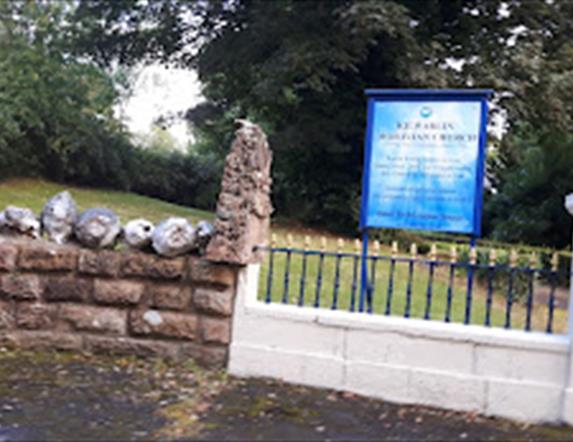 Front gate showing noticeboard