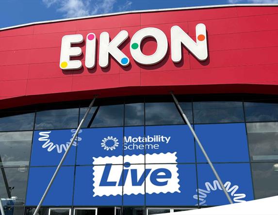 Image is showing the logo for the Motability Live show a the Eikon Centre in Lisburn