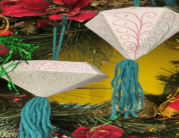 image is 3D paper Christmas baubles