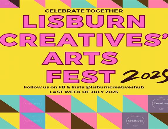 Image is colourful poster re Arts Fest 2025