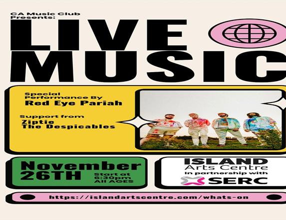 Image is colourful and shows the various musicians playing at the CA Music Club