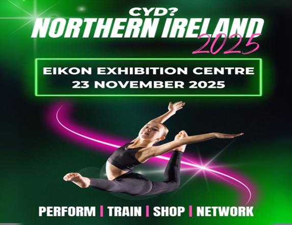 Image is of a young dancer in a gymnast pose