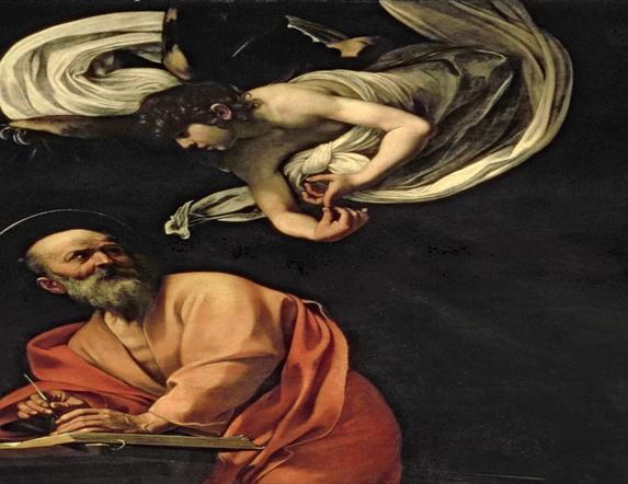Image is of artwork by Caravaggio