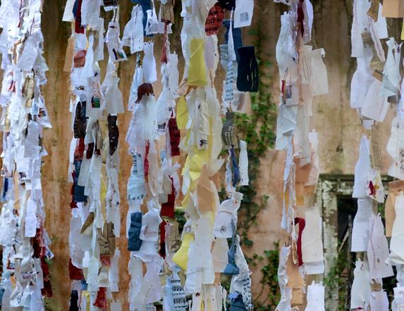 Image is of exhibition called Singing Threads: Songs and Stories of Ulster's Mill Life by Eimear Magee