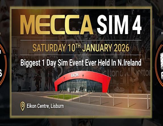 Image is of MECCA Sim 4 event being held in the Eikon Centre in Lisburn