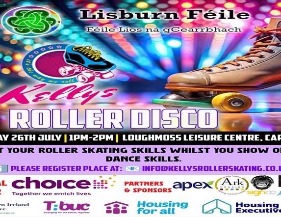 Image is colourful depiction of a roller skate