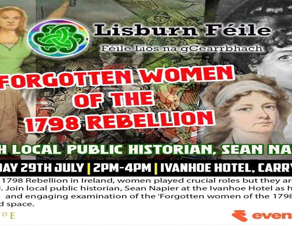 Image is of poster advertised talk about the women of the 1798 rebellion in Ireland
