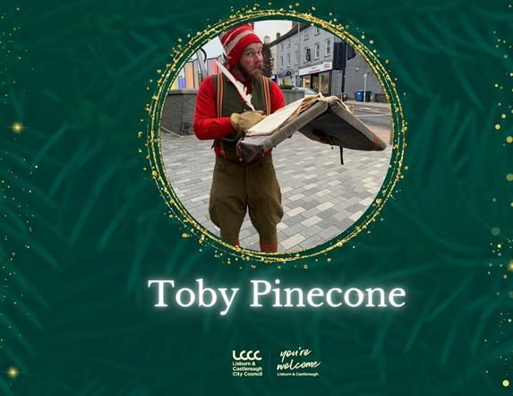 Image is of one of Santa's elves Toby Pinecone
