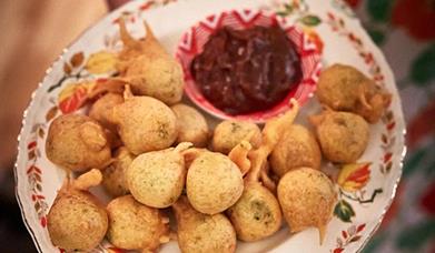 Image is of a plate of canapes