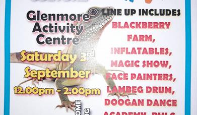Image is poster advertising family fun day at Glenmore Activity Centre Lisburn