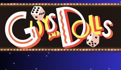 Image is of the logo for the musical Guys and Dolls