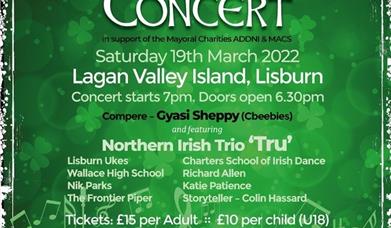 Image is of a poster advertising the Mayor's St.Patrick's Day concert in Lisburn
