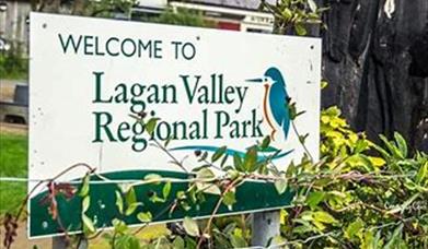 Image is of signage for the Lagan Valley Regional Park