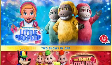 Images are of different characters from the stage show Little Bo Peep