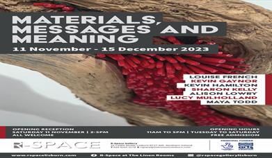 Poster for Materials, Messages & Meaning Exhibition