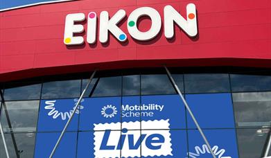 Image is showing the logo for the Motability Live show a the Eikon Centre in Lisburn
