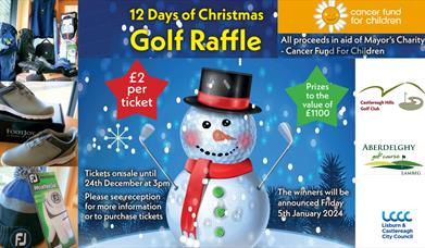 Poster for 12 days of Christmas Golf Raffle