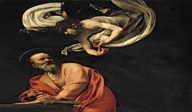 Image is of artwork by Caravaggio