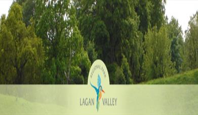 Image is of trees in the Lagan Valley Regional Park and its logo