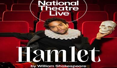 Image is of actor Hiran Abeysekera in the role of Hamlet in National Theatre Live