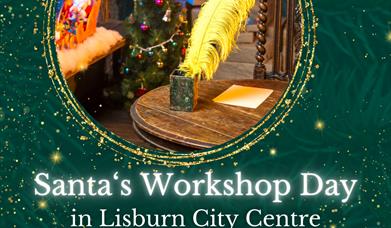 Image is of Santa in his workshop