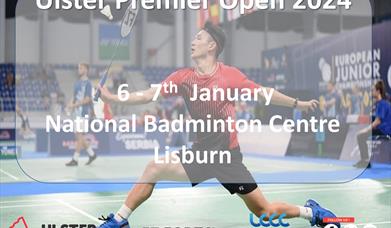 An image of a person player badminton on an advertising leaflet.