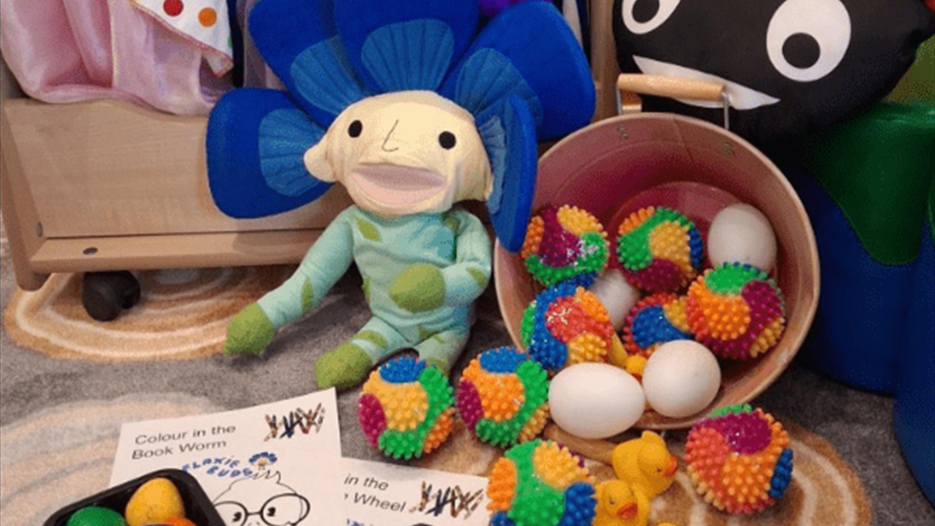rainbow toy and balls