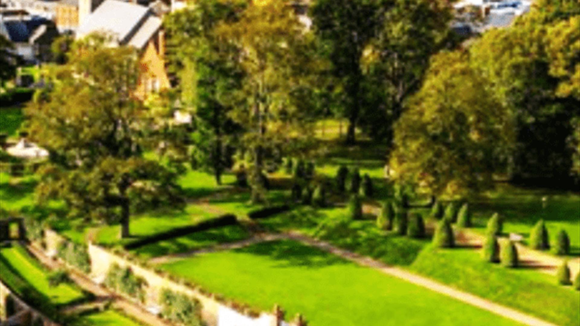 arial shot of castle gardens lisburn