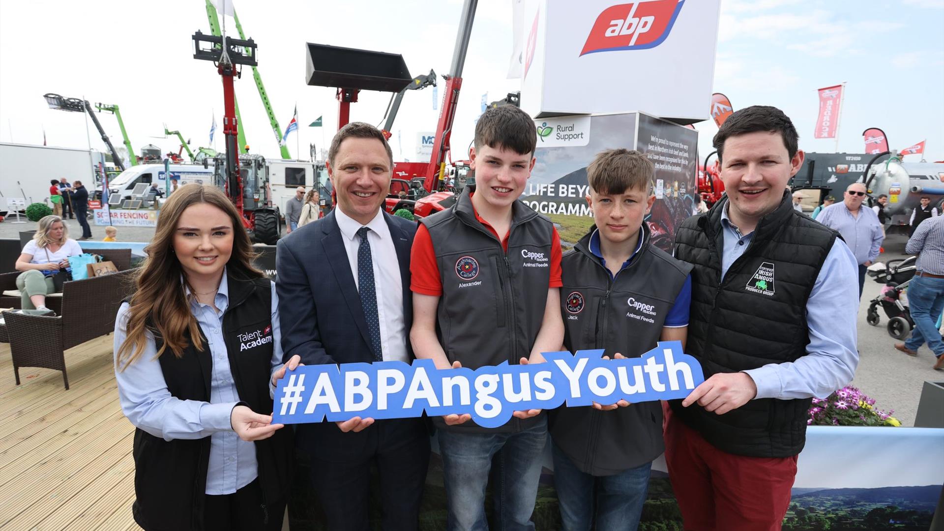 Group holding a sign saying #ABPAngusYouth