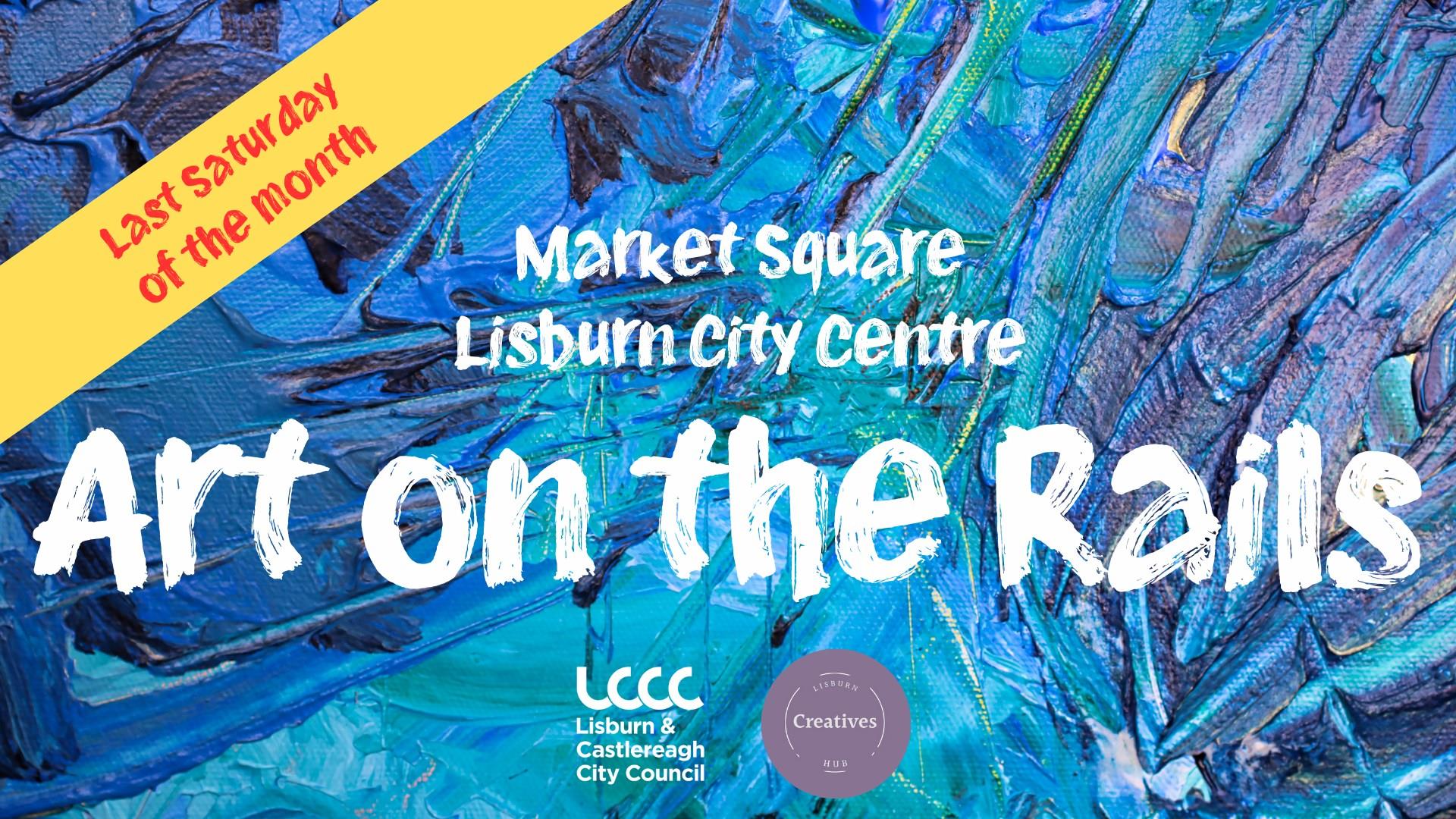 Blue Art on The Rails Poster with text