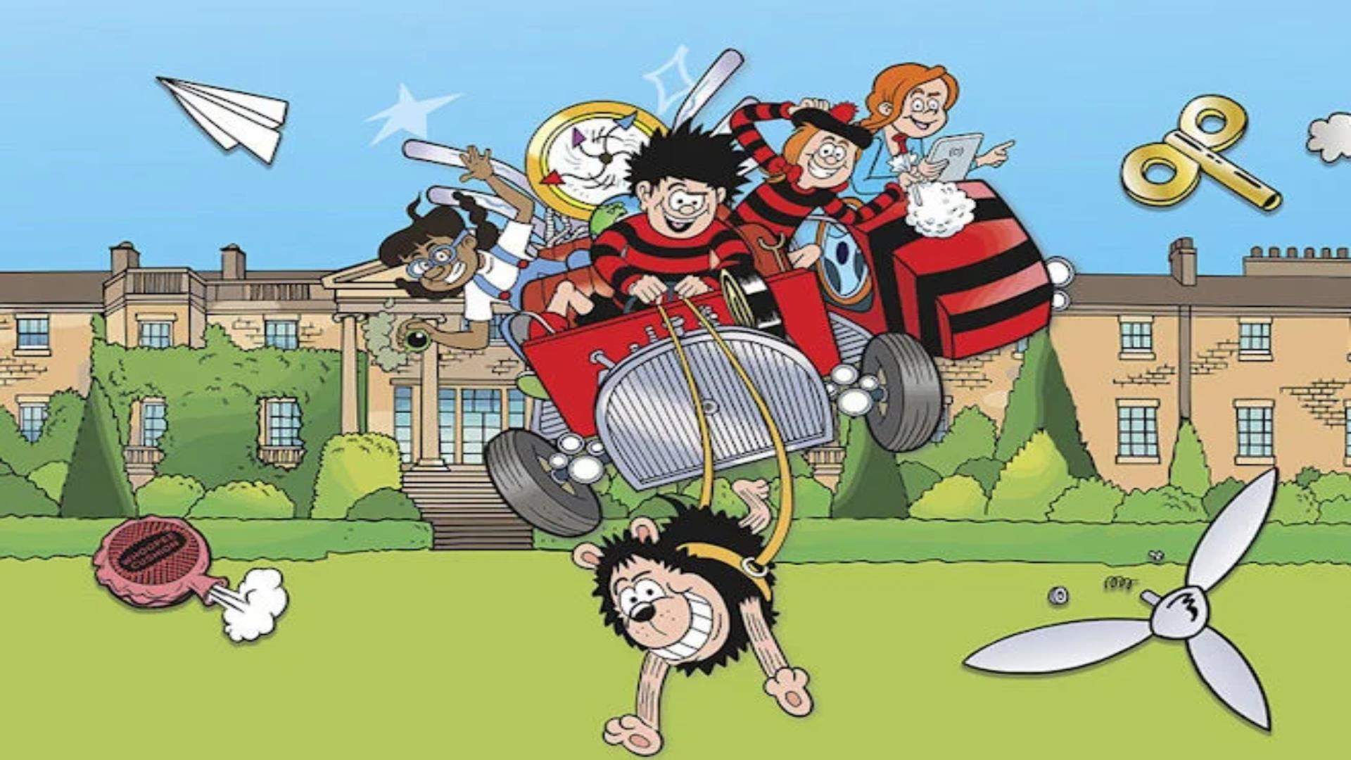 Beano Characters at Hillsborough Castle with time machine.
