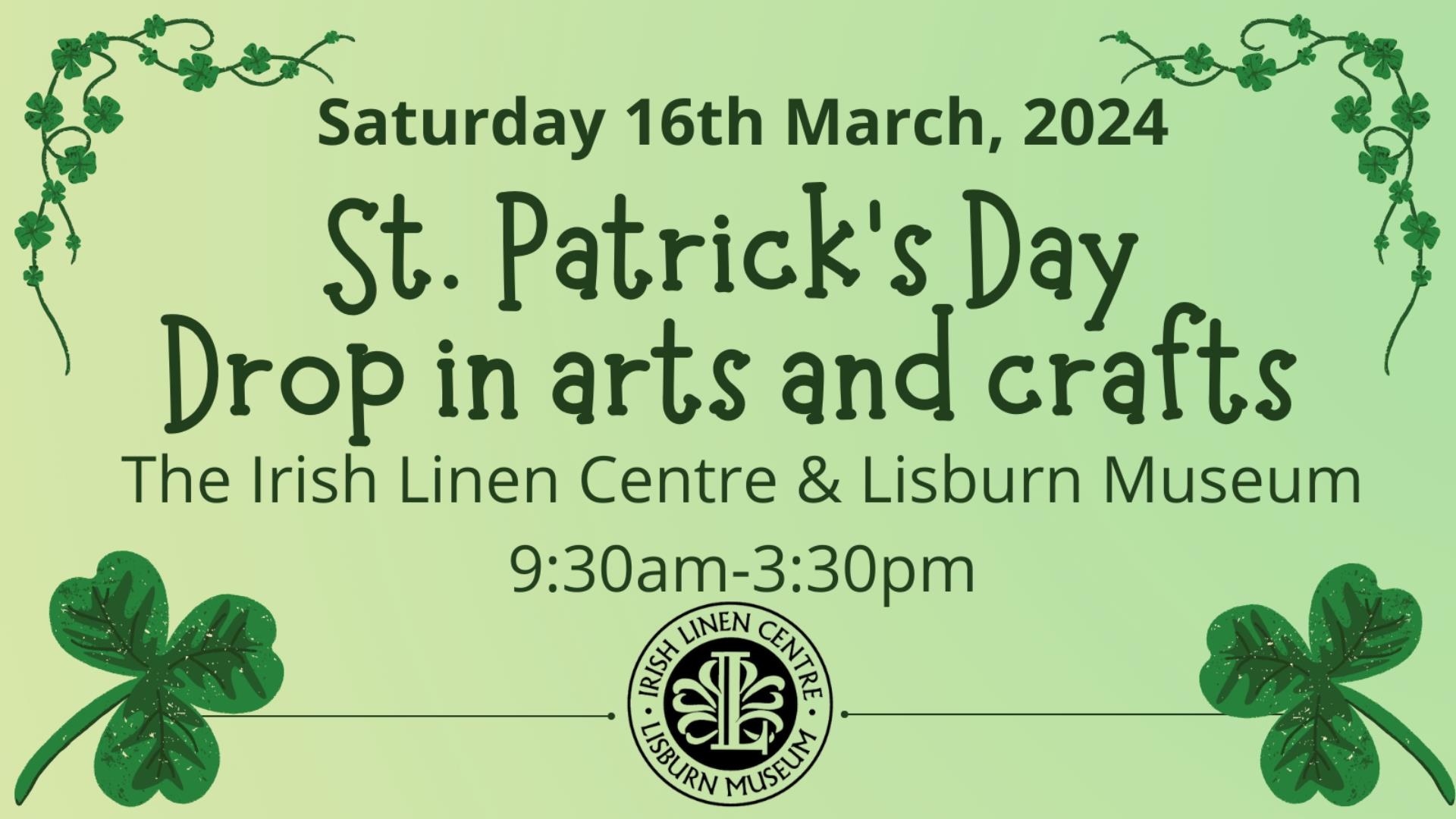 Poster for St Patrick's Day Arts & Crafts