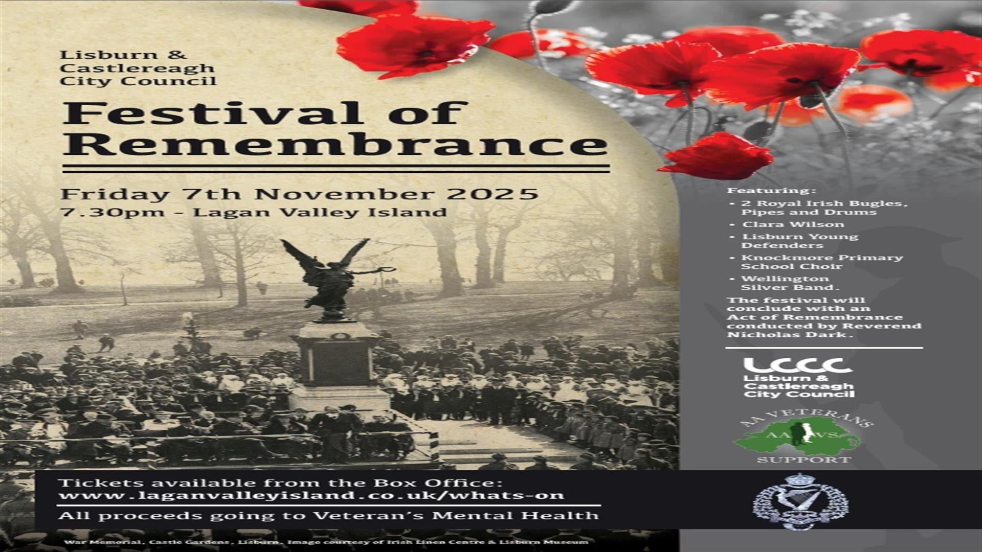 Black and white image shows Remembrance day celebration.