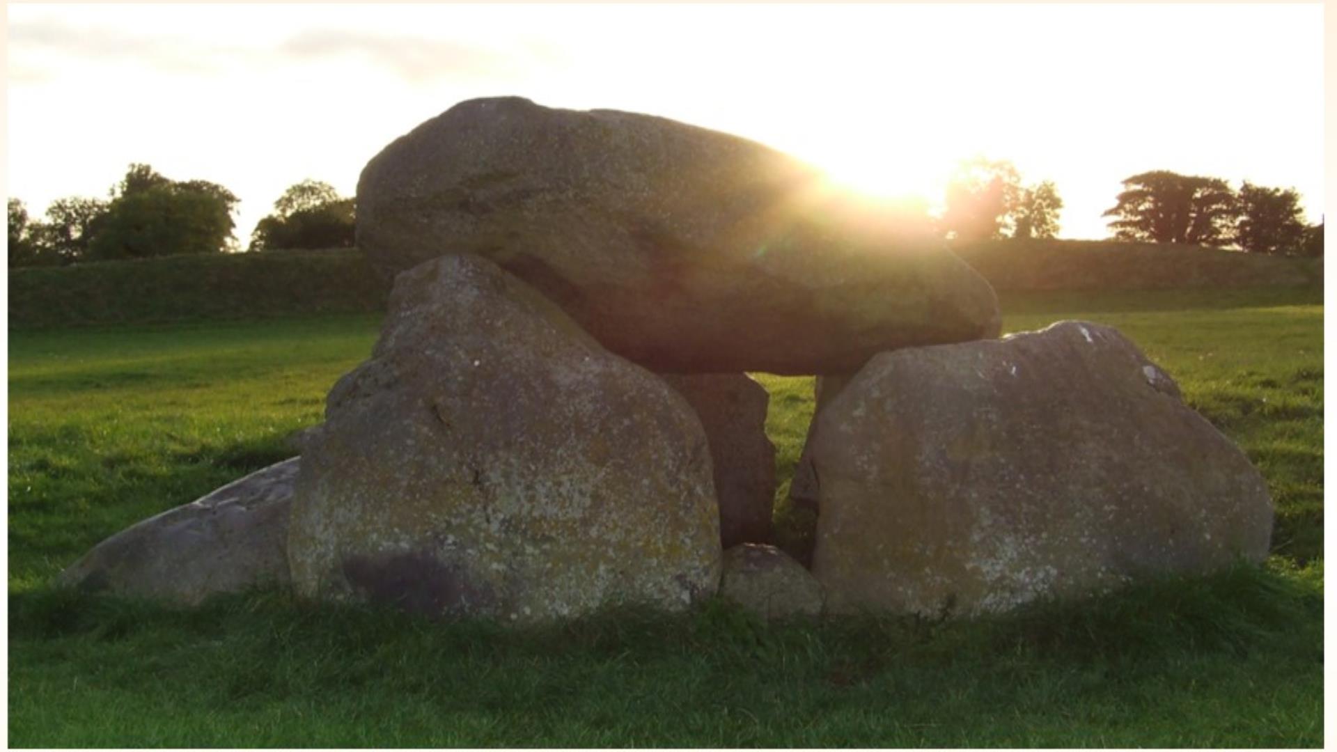 Giants Ring Henge Monument image at Lagan Valley Regional Park with sunrise in the background