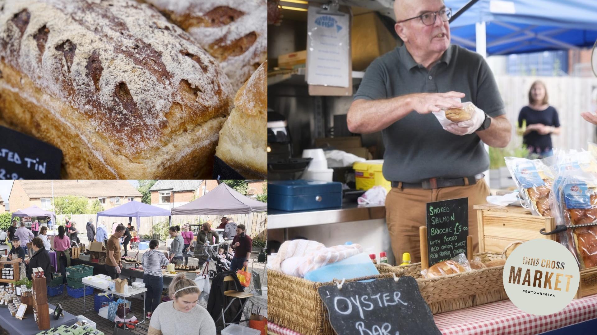 Several images of the goods for sale and the stall holders