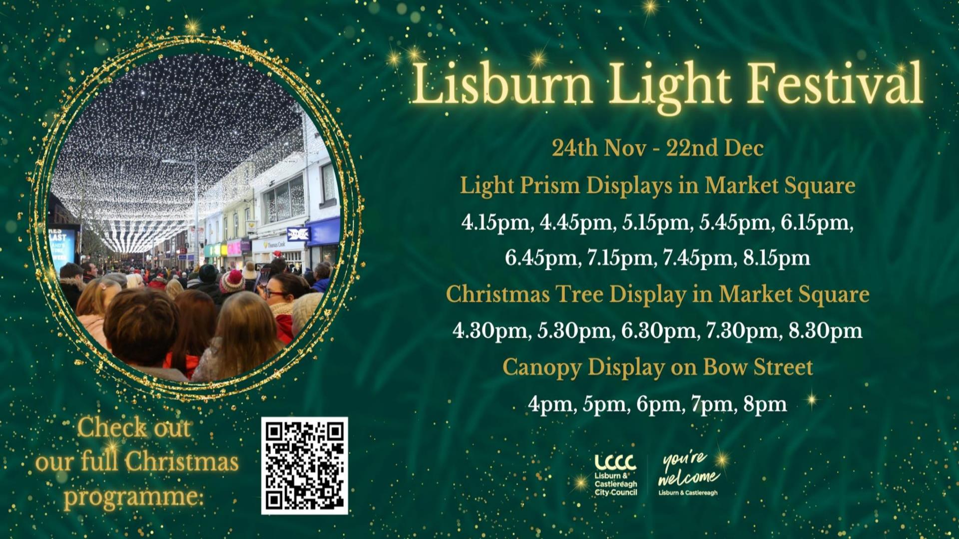 Lisburn Light Festival promo with itinerary