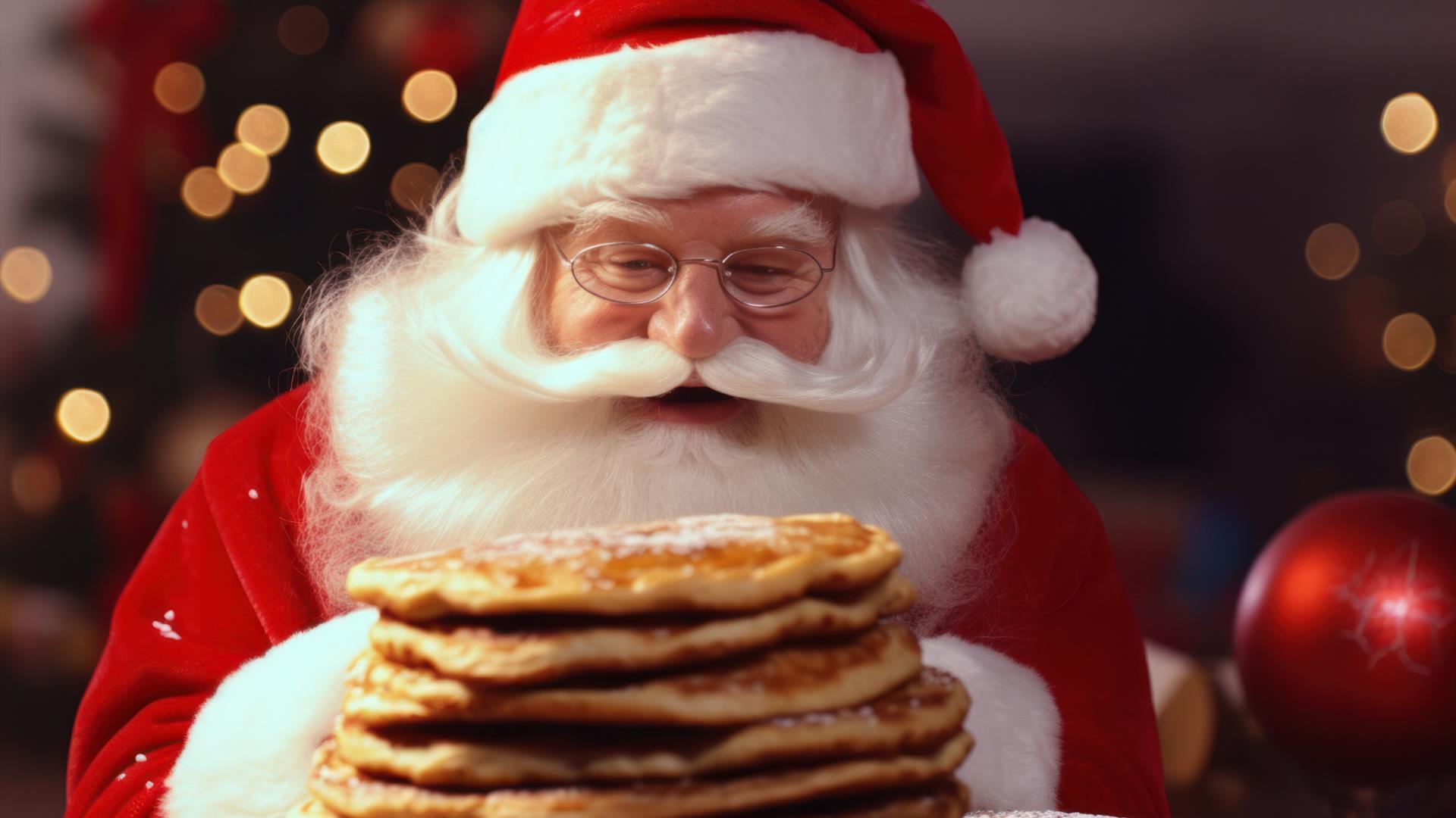 Santa eating pancakes