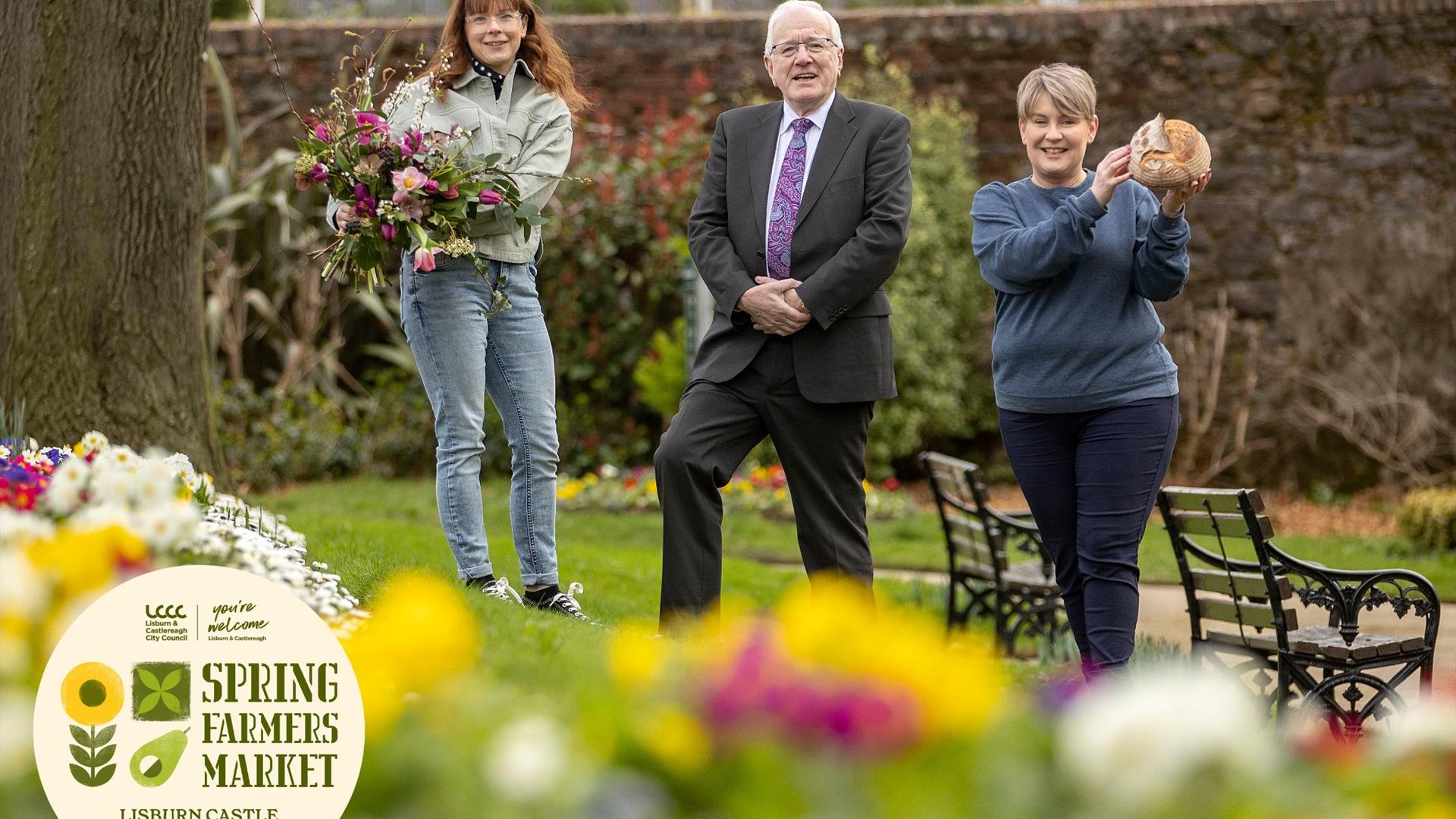 An image of Alderman Allan Ewart - Chairman of the Development Committee in Lisburn & Castlereagh City Council with two traders who will be attending