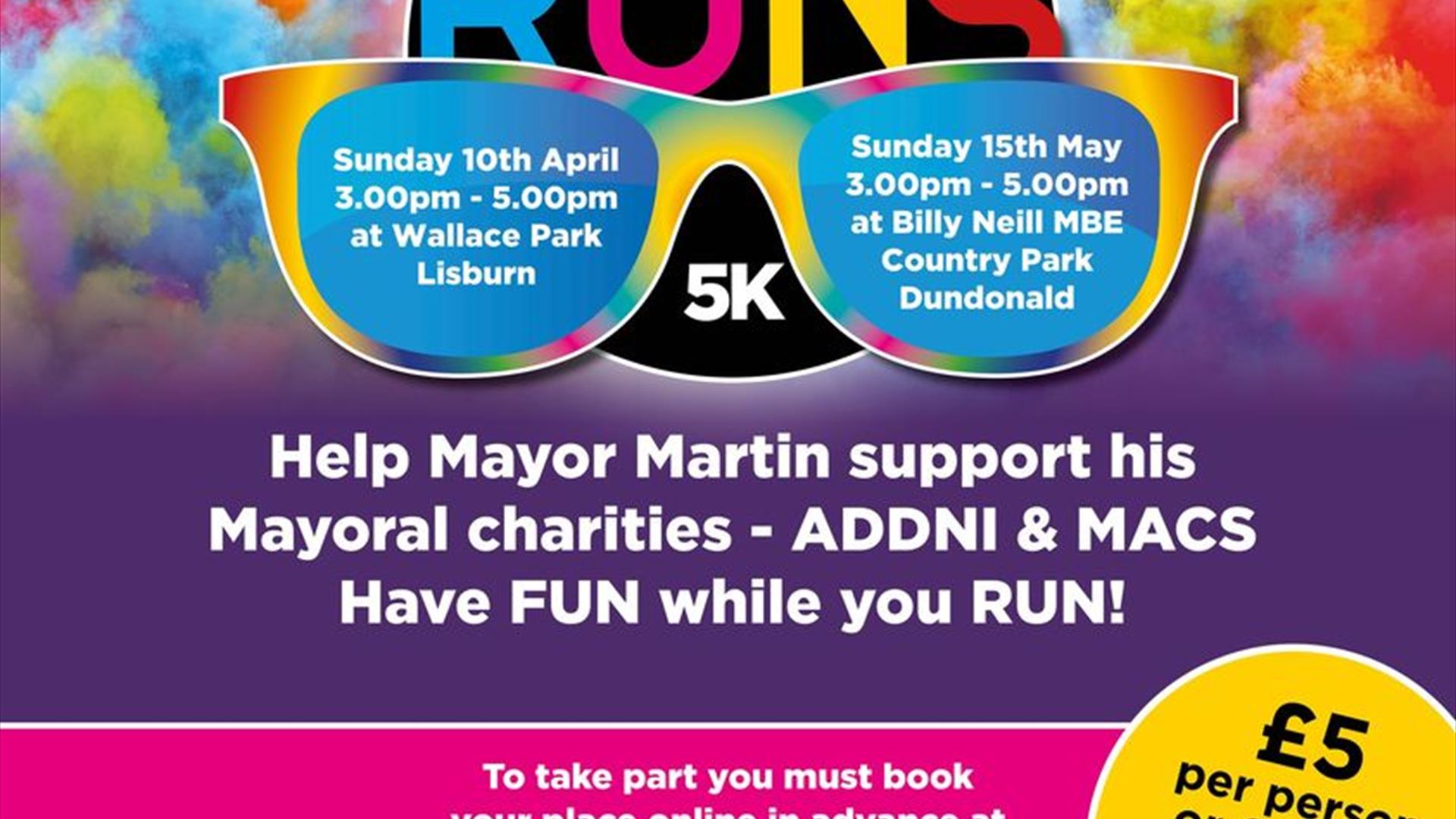 Image is of a poster advertising the Mayor's Colour Run