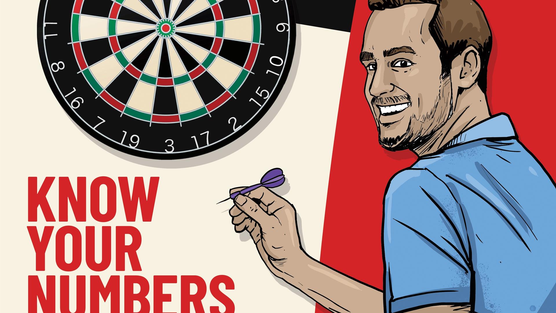 Poster is of a man playing darts advertising Men's Health Week