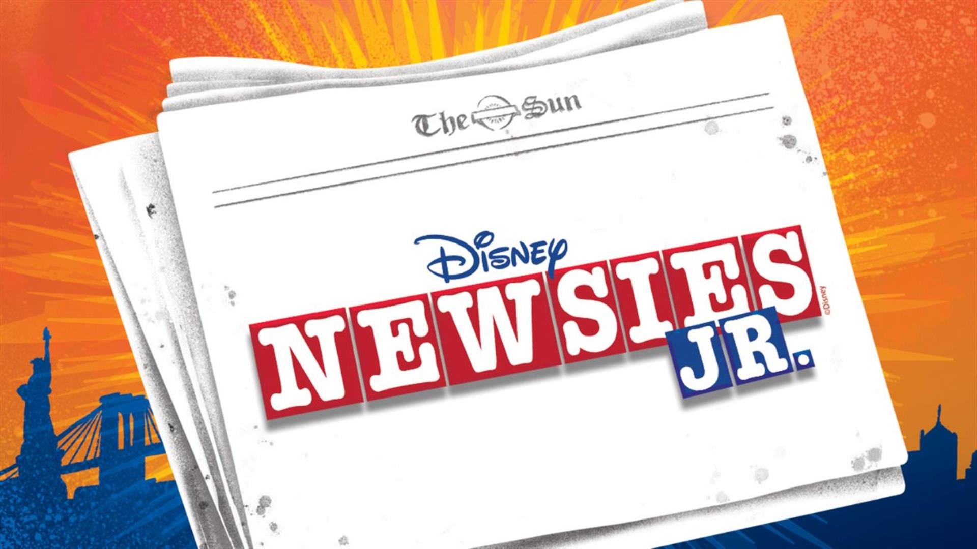 Image shows newspapers with Disney Newsies Jnr Advertised