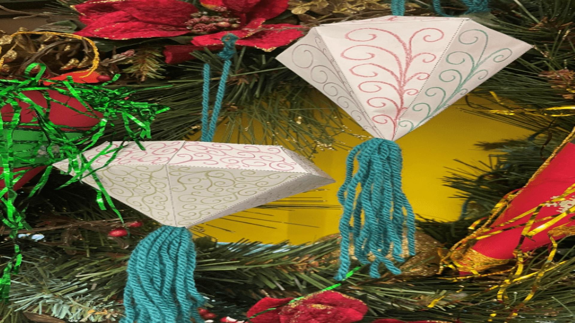 image is 3D paper Christmas baubles