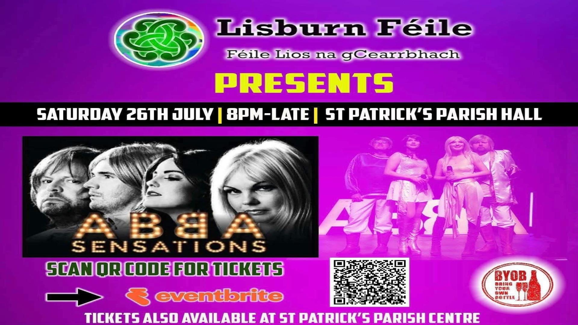Image is poster of cover band Abba Sensations