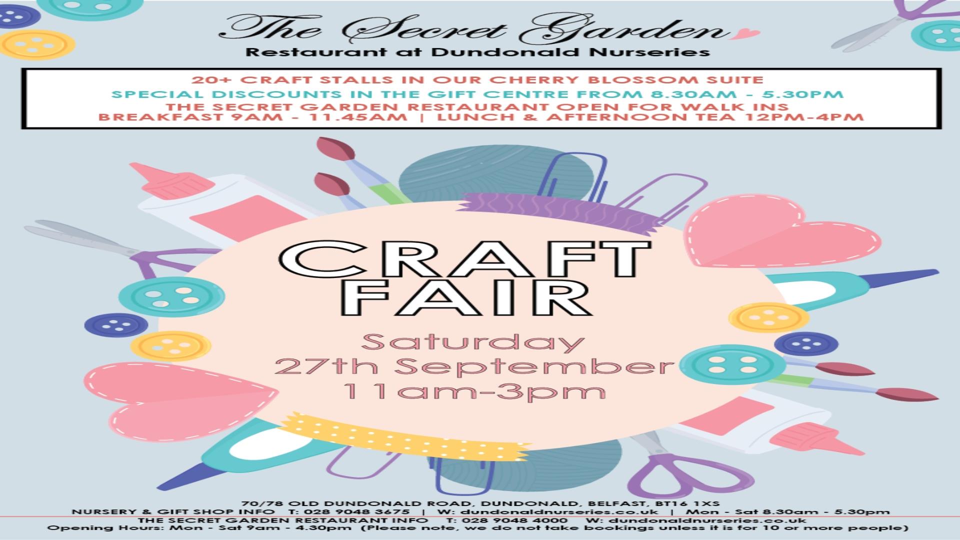 Image is poster of Craft Fair at Dundonald Nurseries