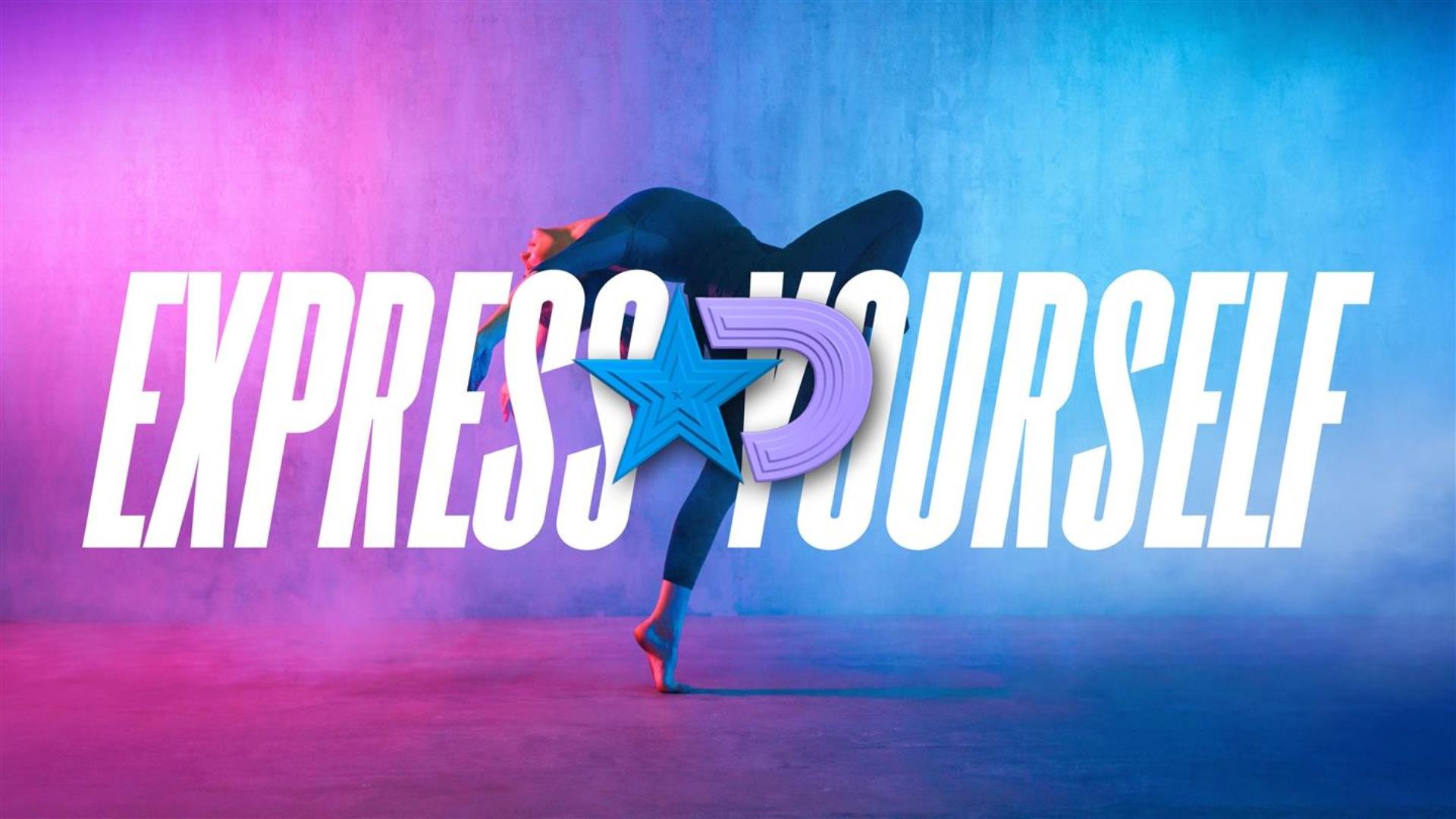 Image is of a dancer with the words Express Yourself