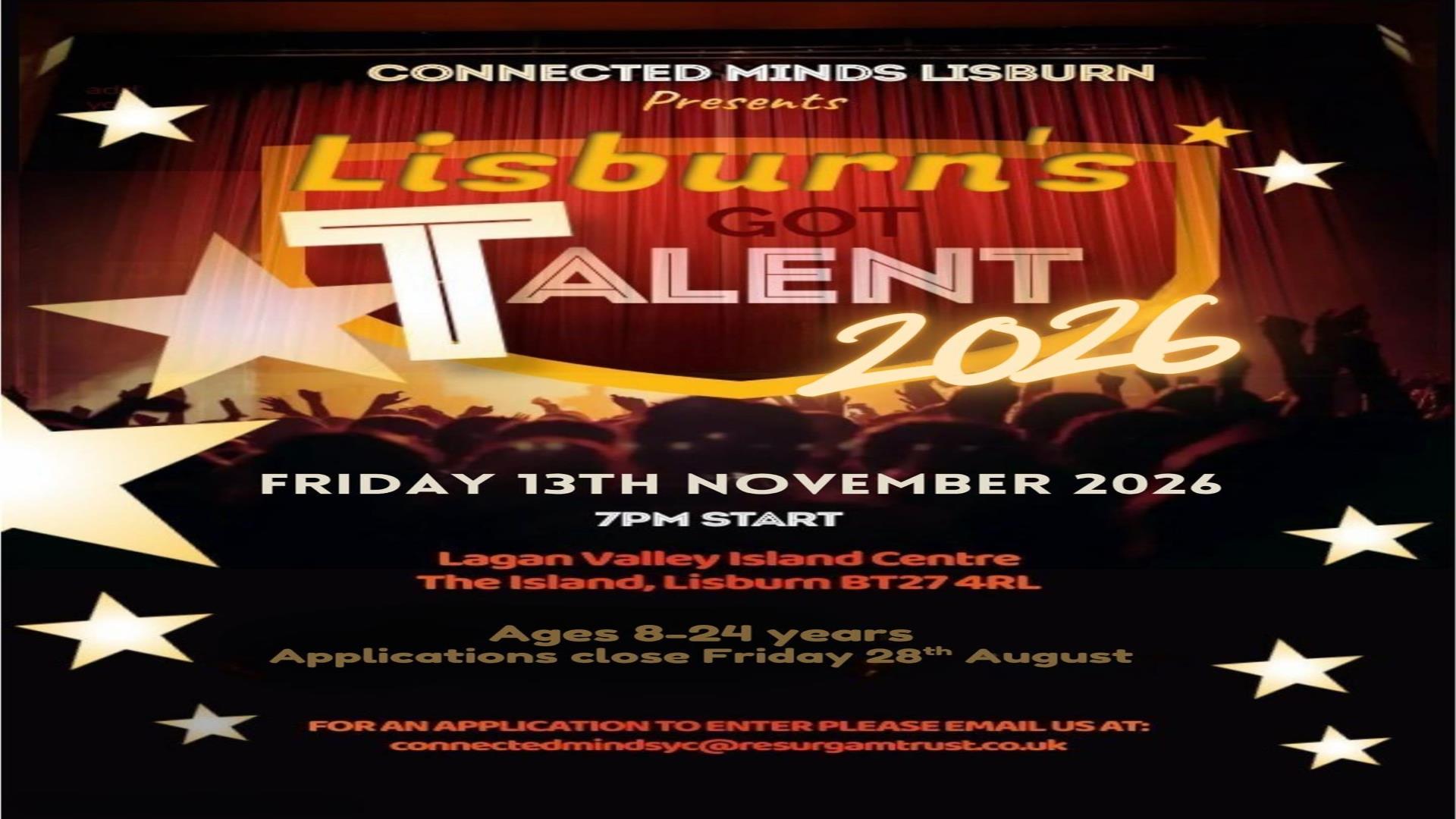 Image is of poster advertising contestants for the Lisburn's Got Talent show