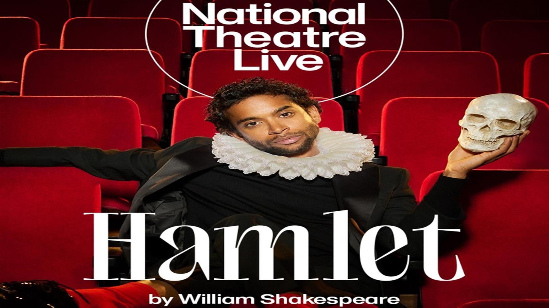 Image is of actor Hiran Abeysekera in the role of Hamlet in National Theatre Live